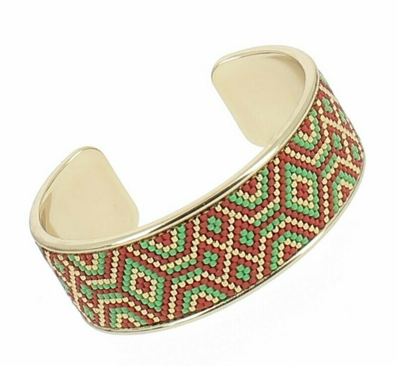 Bracelet jonc et perles tissées