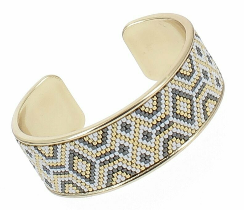 Bracelet jonc et perles tissées