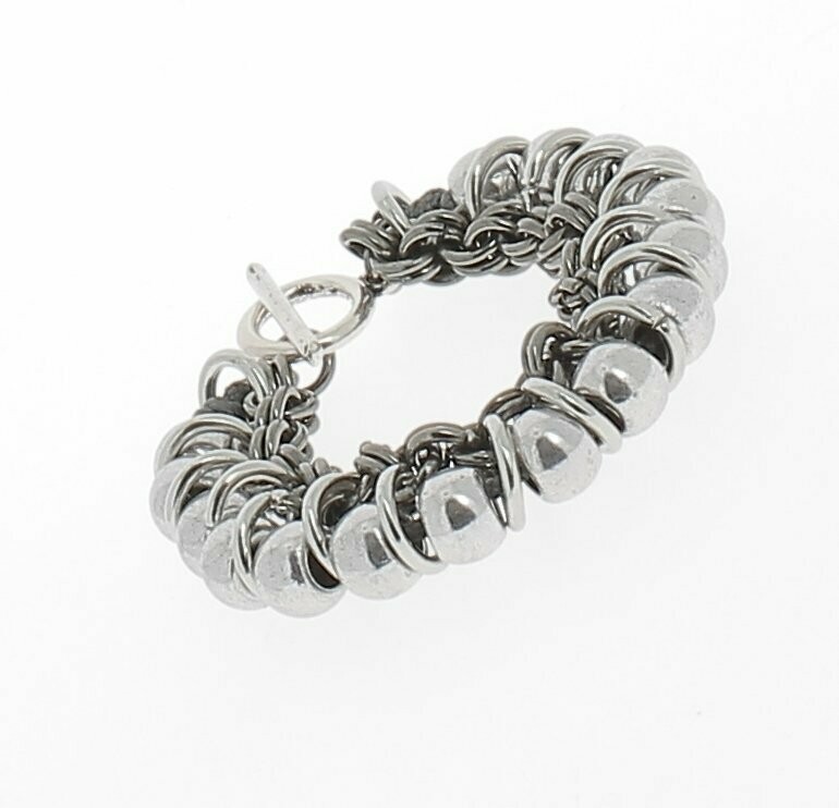 Bracelet boules et anneaux argentés