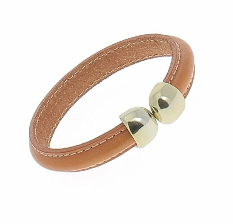 Bracelet cuir demi-rond orange à mémoire de forme