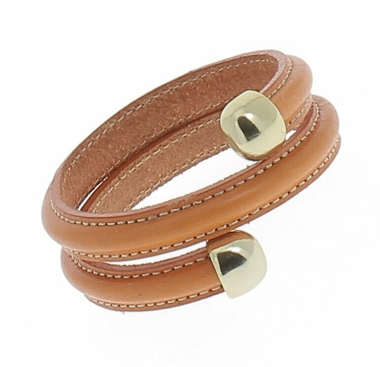 Bracelet cuir demi-rond orange à mémoire de forme