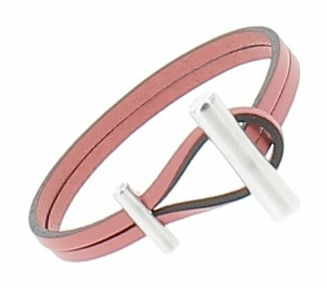 Bracelet cuir, boucle sur fermoir style H