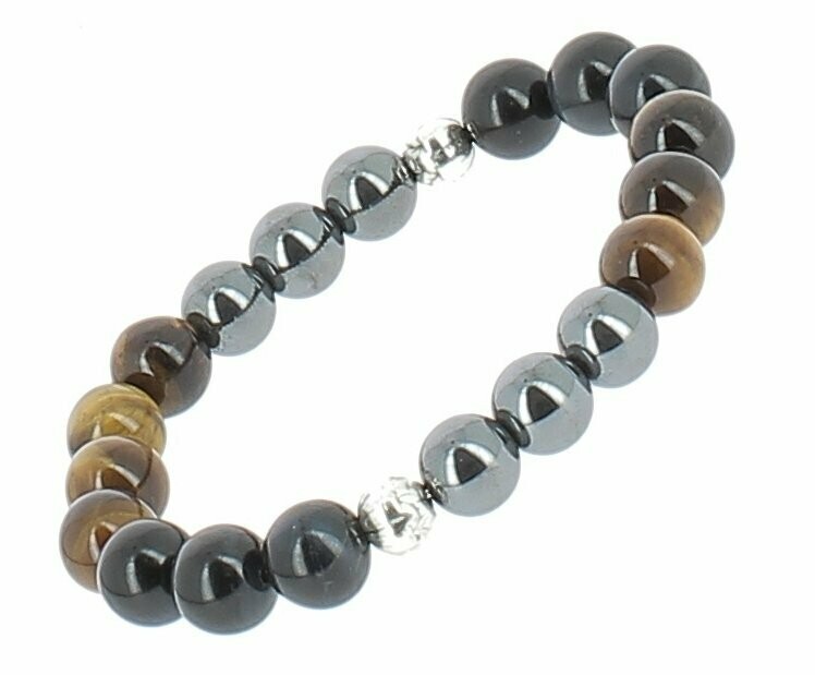Bracelet œil de Tigre, œil de Faucon, Hématite