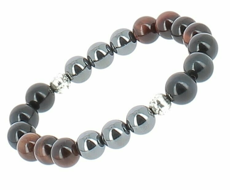 Bracelet œil de Taureau, œil de Faucon, Hématite