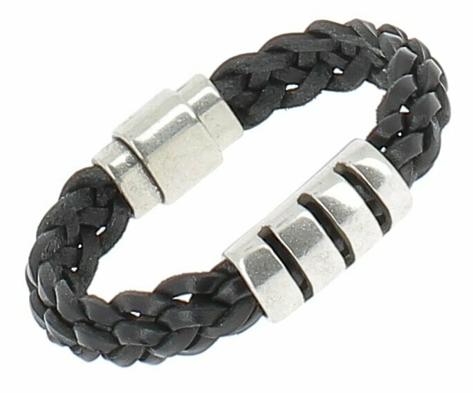 Bracelet cuir tressé, passant ajouré