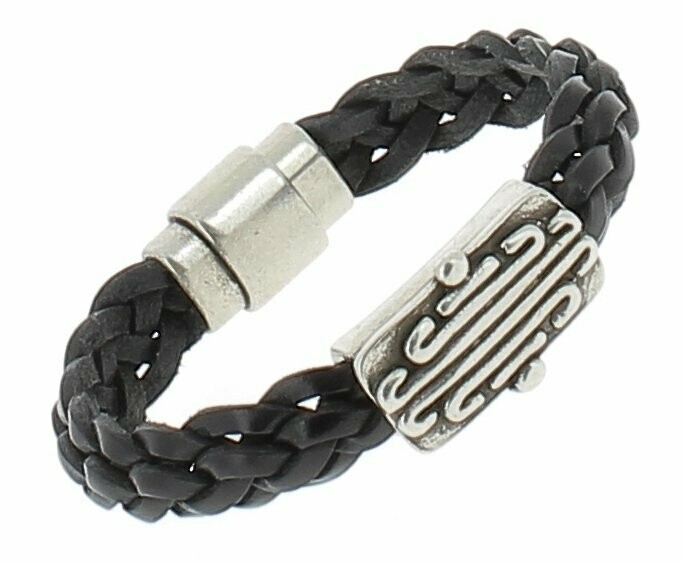 Bracelet cuir tressé, passant cactus