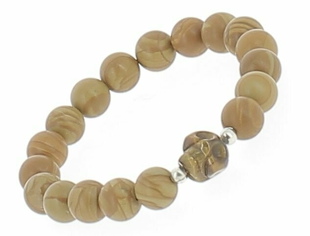 Bracelet Woodstone, tête de mort Oeil de tigre