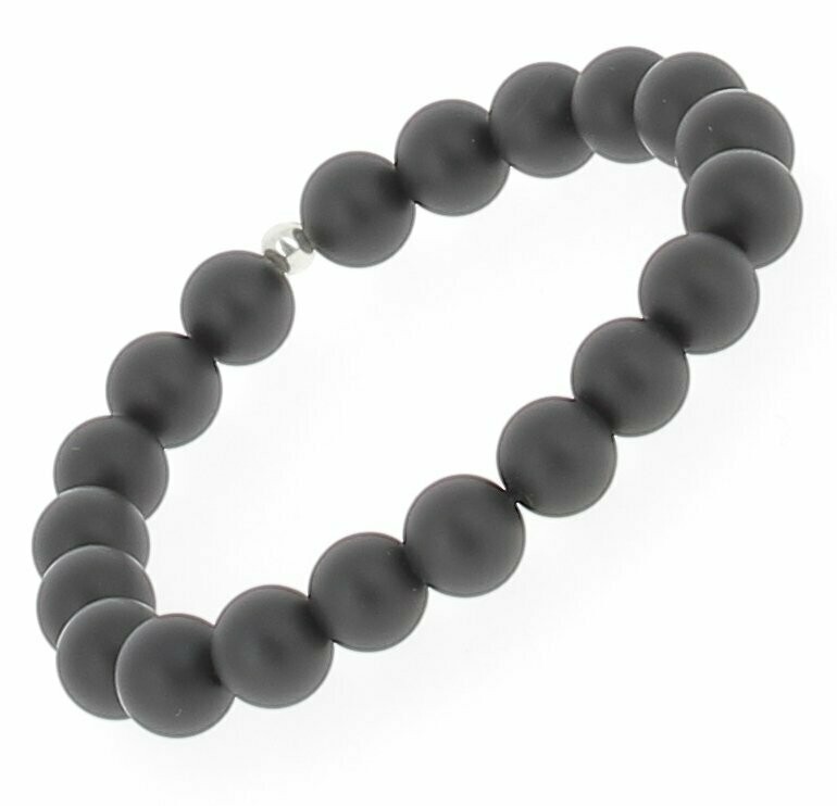 Bracelet Agate noire mate