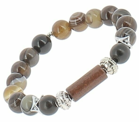 Bracelet Agate rubanée et bois