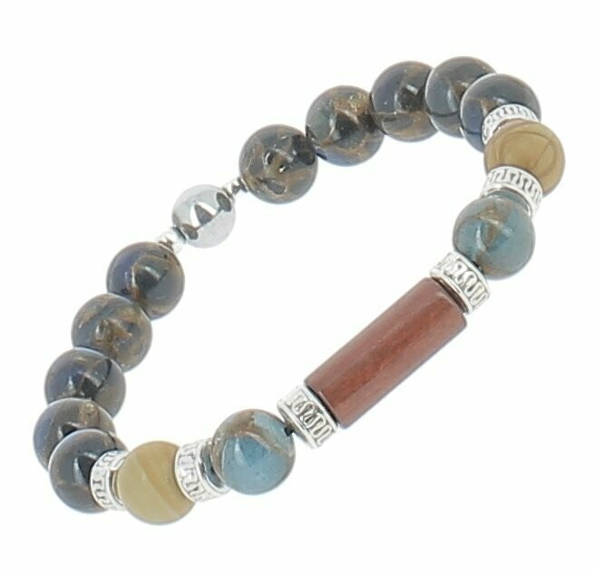 Bracelet Quartz bleu et bois