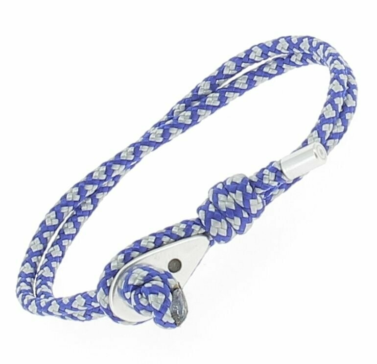 Bracelet cordon bicolore, poulie argentée