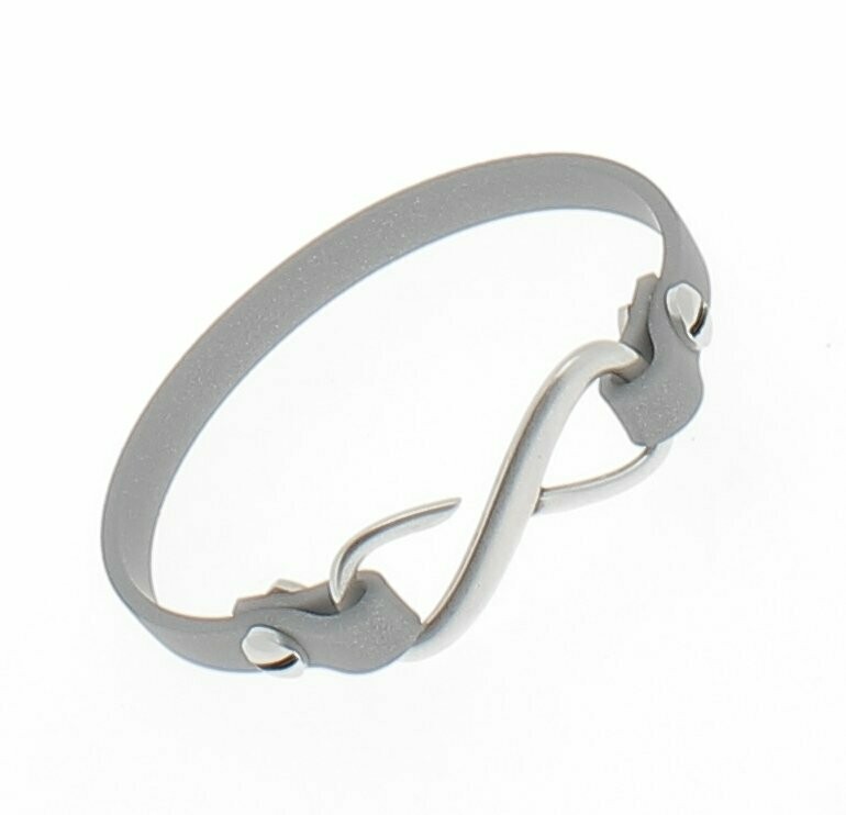 Bracelet vinyl, motif infini, Coloris: Gris argent, Tour de poignet: 18 cm