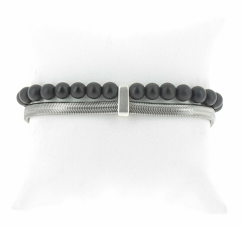 Bracelet chaîne métal et perles
