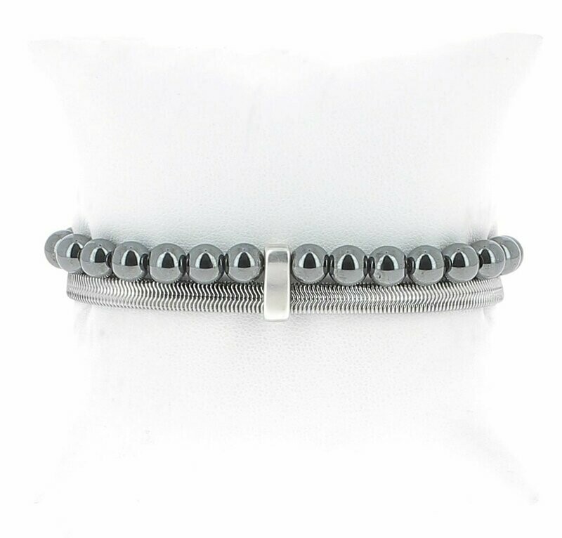 Bracelet chaîne métal et perles