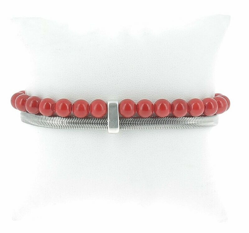 Bracelet chaîne métal et perles