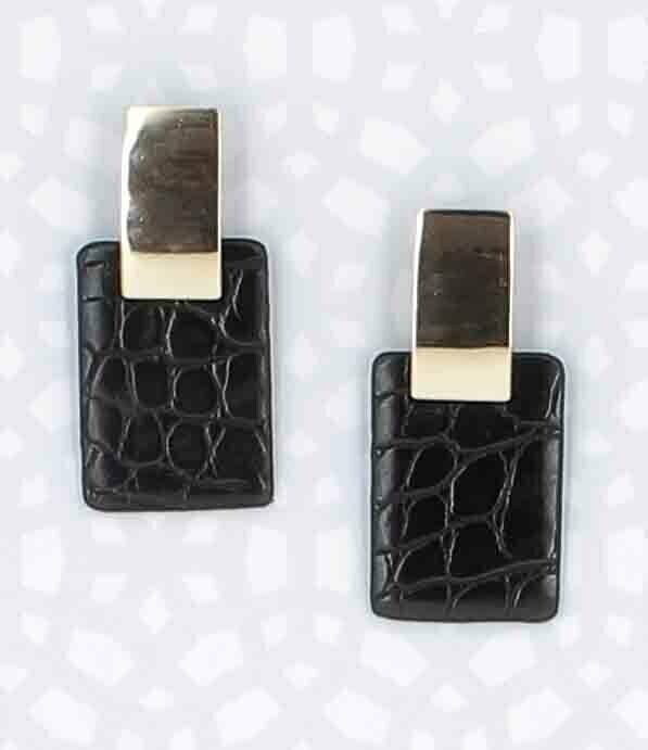 Boucles d'oreilles tout rectangle, Finition: Dorée