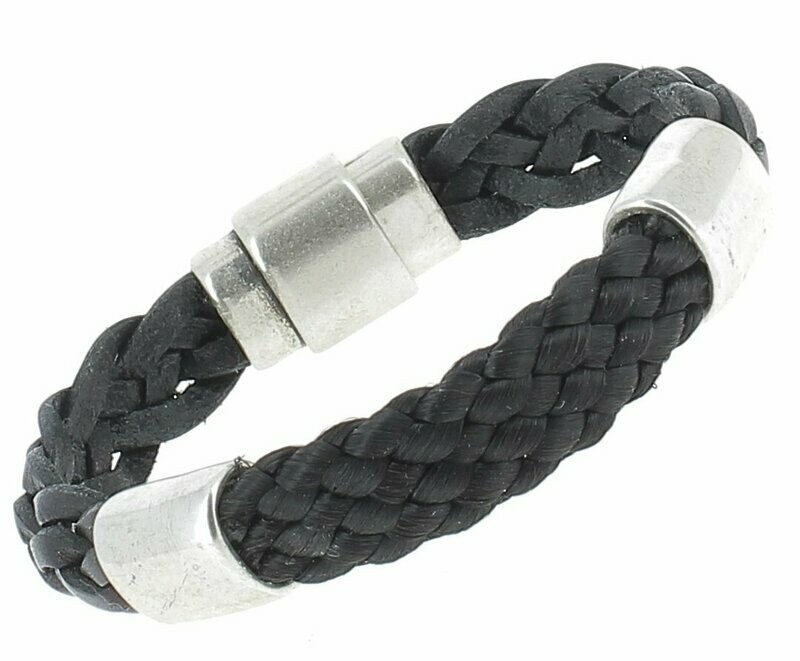 Bracelet cuir et corde tressés