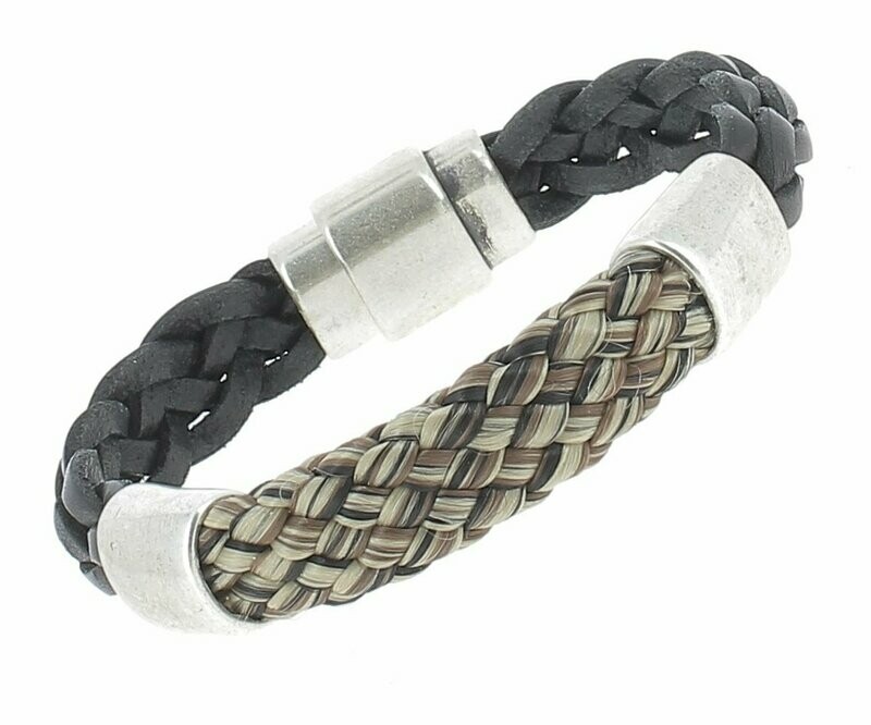 Bracelet cuir et corde tressés
