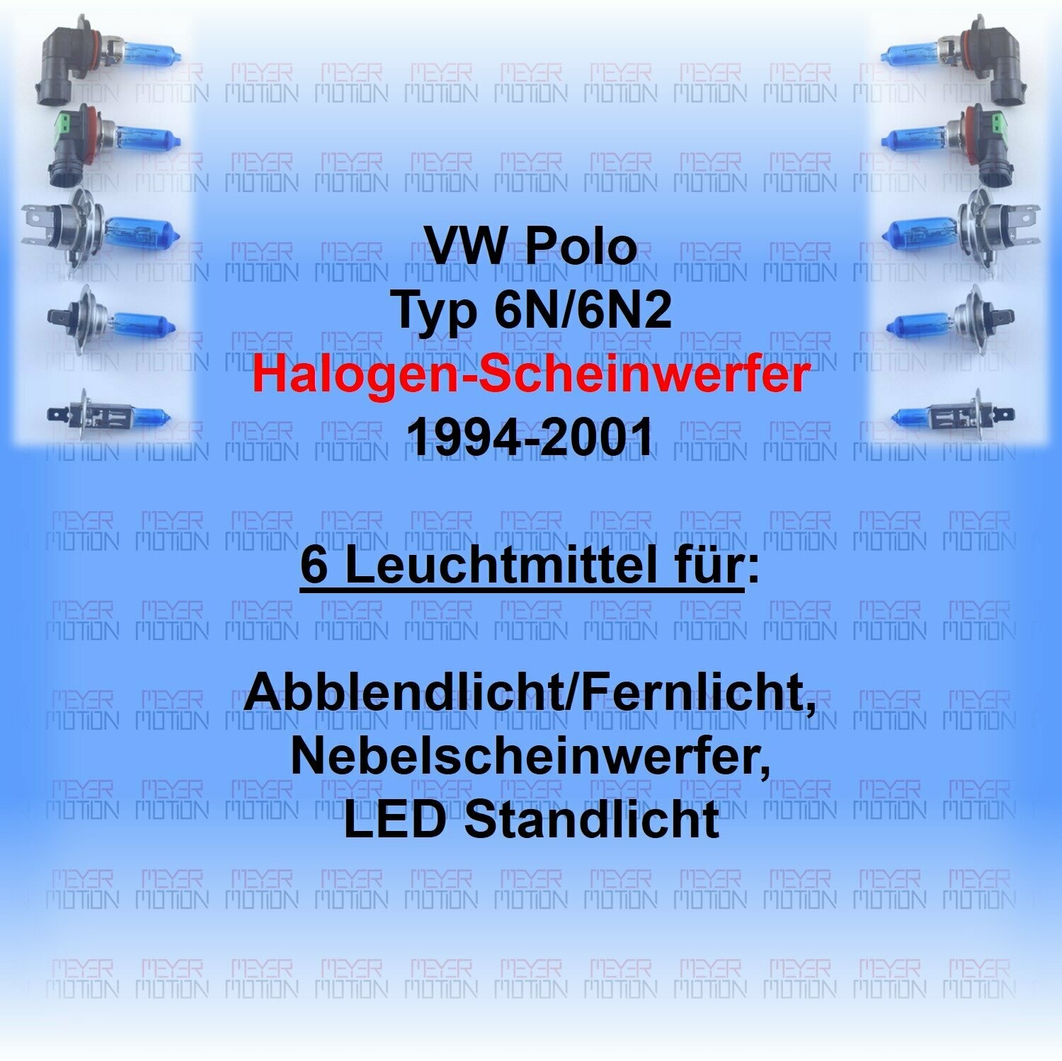 Lampen Set Xenon Look LED weiß TFL VW Polo 6N 9N 6R 6C