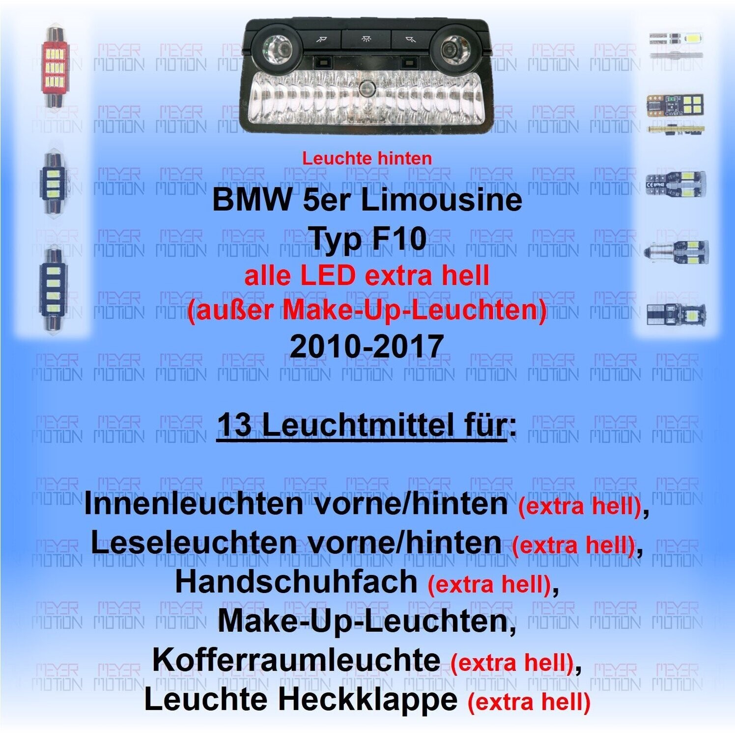 LED Set SMD Innenraum kaltweiß BMW 5er F10 Limousine