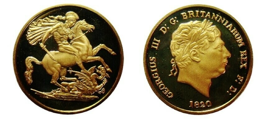 1820 George III Two Pounds 22ct Gold re-strike.