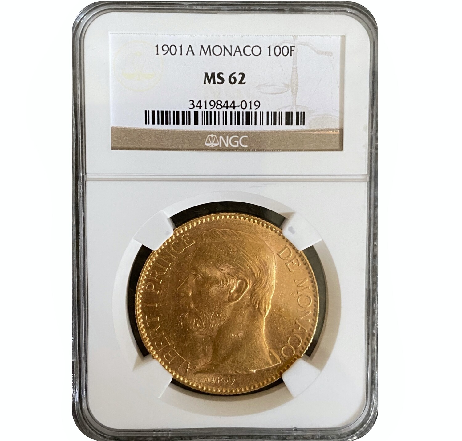 1901A Albert I Monaco gold 100 francs