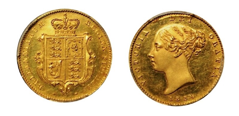 ​1839 Victoria Gold Proof Half Sovereign