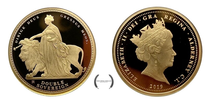 2019 Alderney "Una & The Lion" 200th Anniversary Gold Proof Double Sovereign