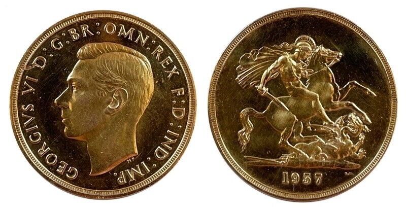 1937 George VI Gold Proof Five Pound