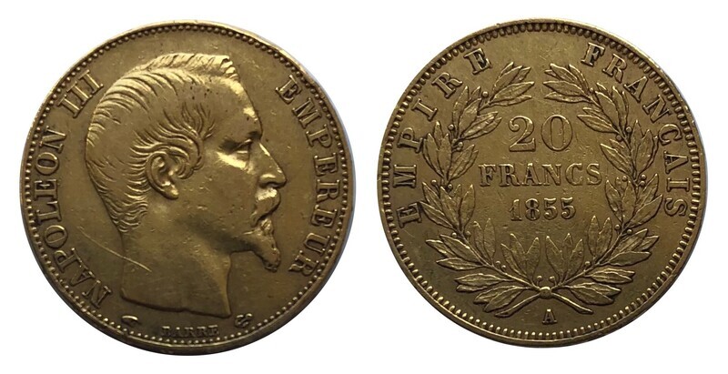 ​1855-A Napoleon III Gold 20 Francs