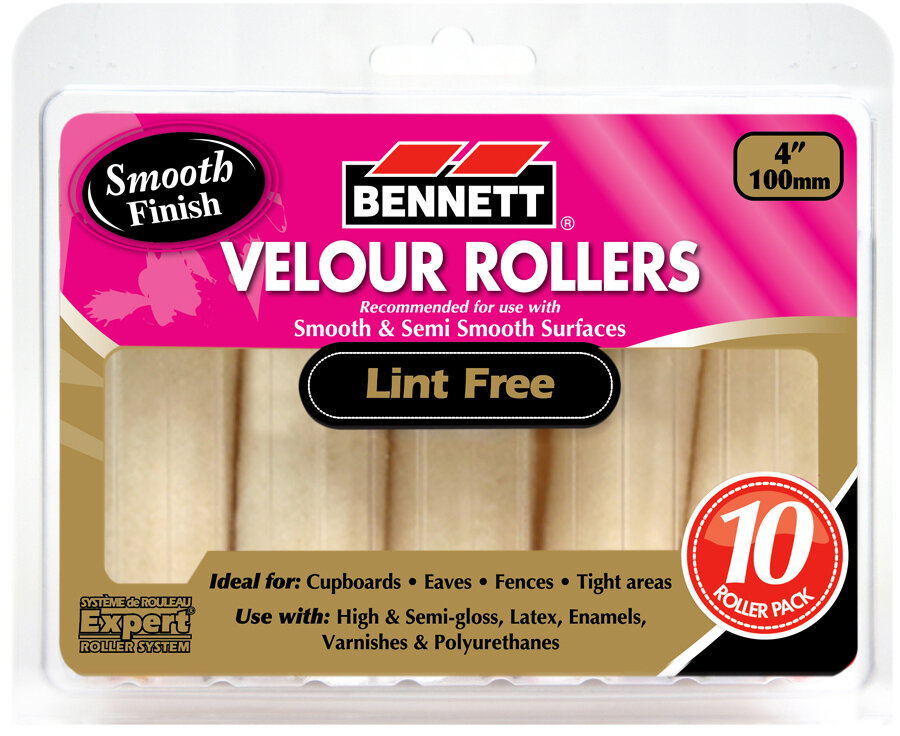 Bennett 4" Velour Miniroller - 10 Pack