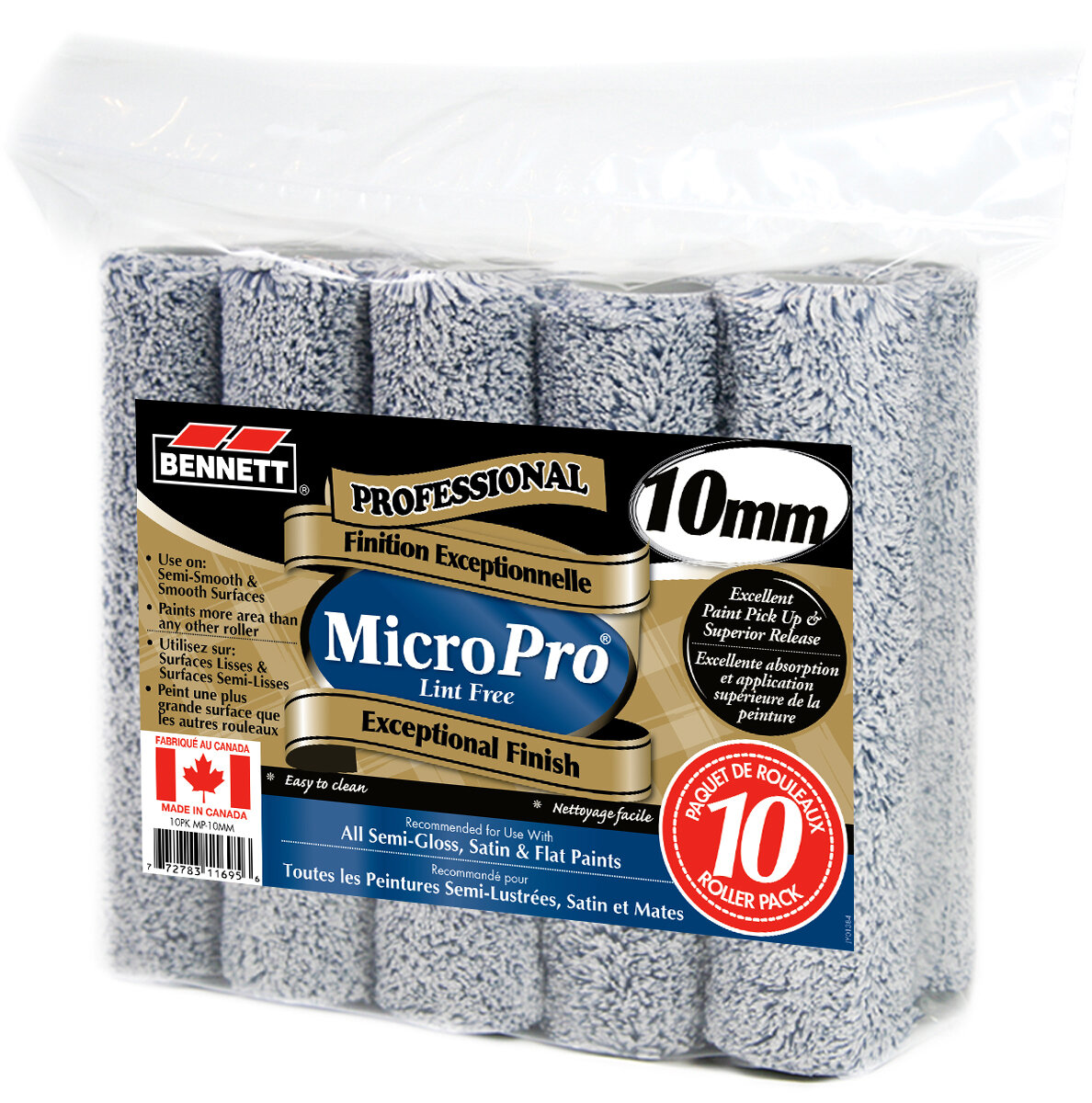 Bennett Micro Pro Roller Sleeve - 10 Pack