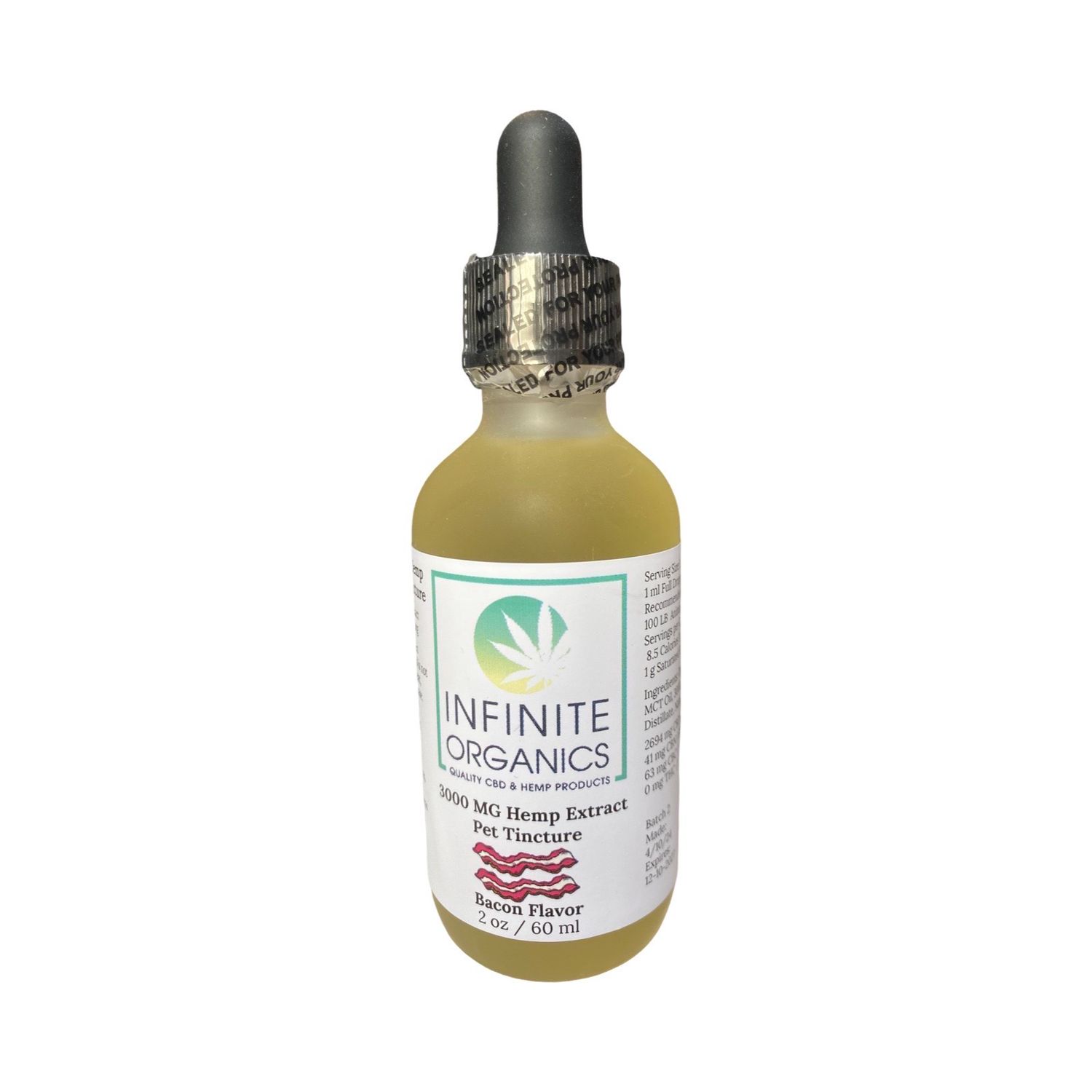 1500 mg or 3000 mg Broad Spectrum Hemp Extract Pet Tincture - Bacon or Salmon Flavor