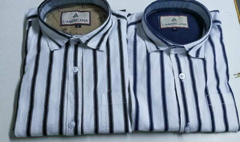 White &amp; Black Cotton Thin Stripes Shirt