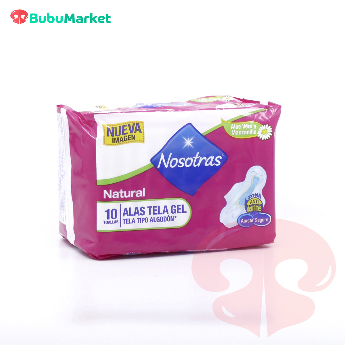 TOALLAS FEMENINAS NOSOTRAS NATURAL ALAS TELA GEL ALGODON DE 10 U. TOALLAS FEMENINAS NOSOTRAS NATURAL ALAS TELA GEL ALGODON DE 10 U.