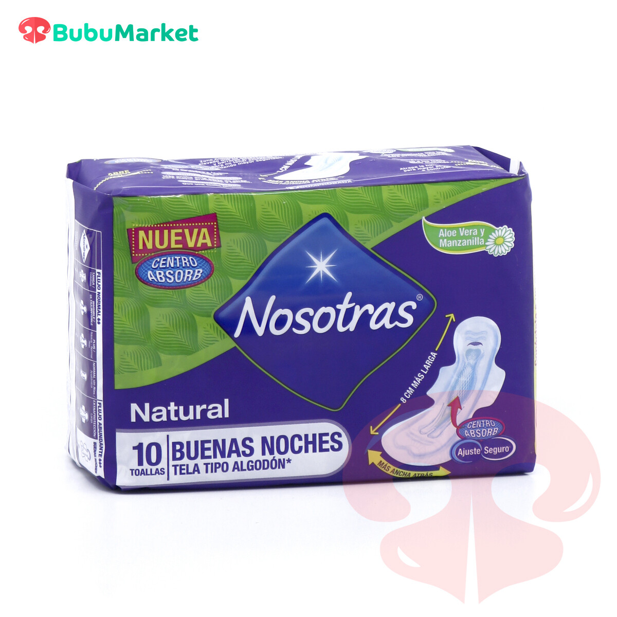 TOALLAS FEMENINAS NOSOTRAS NATURAL BUENAS NOCHES ALGODON DE 10 U. TOALLAS FEMENINAS NOSOTRAS NATURAL BUENAS NOCHES ALGODON DE 10 U.