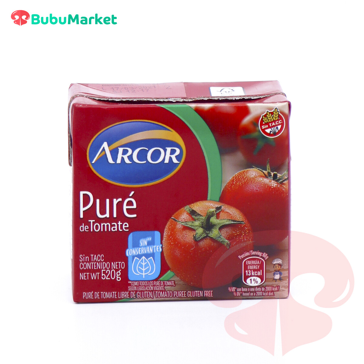 PURE DE TOMATE EN CAJA ARCOR 520 GR. PURE DE TOMATE EN CAJA ARCOR 520 GR.