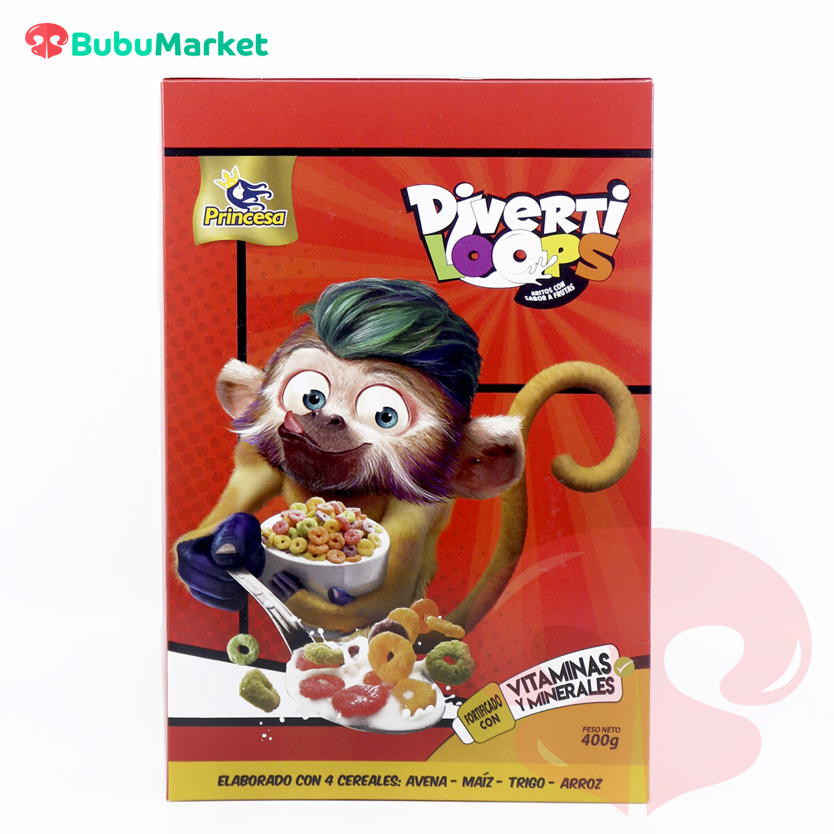CEREAL DIVERTILOOPS PRINCESA CAJA DE 400 GR. CEREAL DIVERTILOOPS PRINCESA CAJA DE 400 GR.