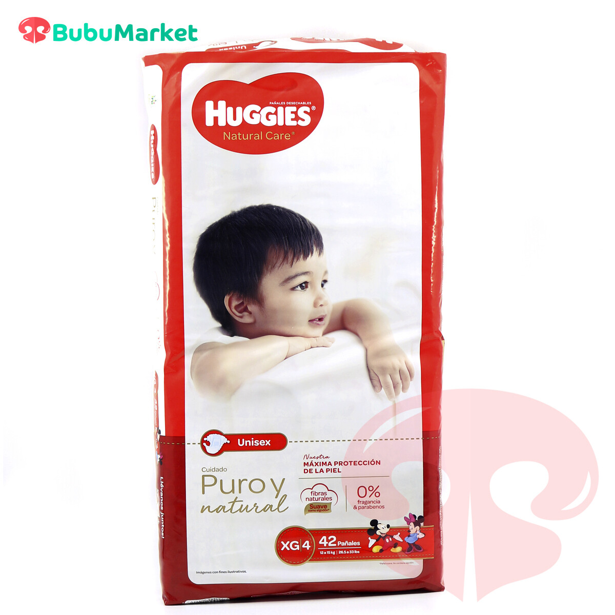 PAÑALES HUGGIES NATURAL CARE XG/4 DE 42 U. PAÑALES HUGGIES NATURAL CARE XG/4 DE 42 U.