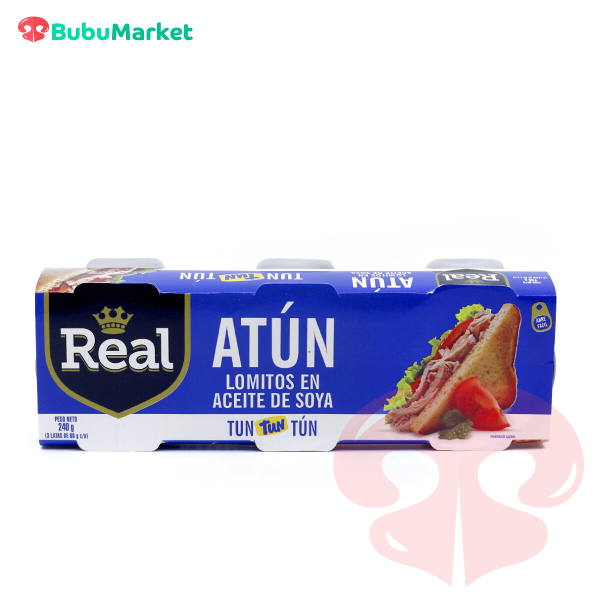ATUN REAL LOMITOS EN ACEITE DE SOYA PACK 3X80GR. ATUN REAL LOMITOS EN ACEITE DE SOYA PACK 3X80GR.