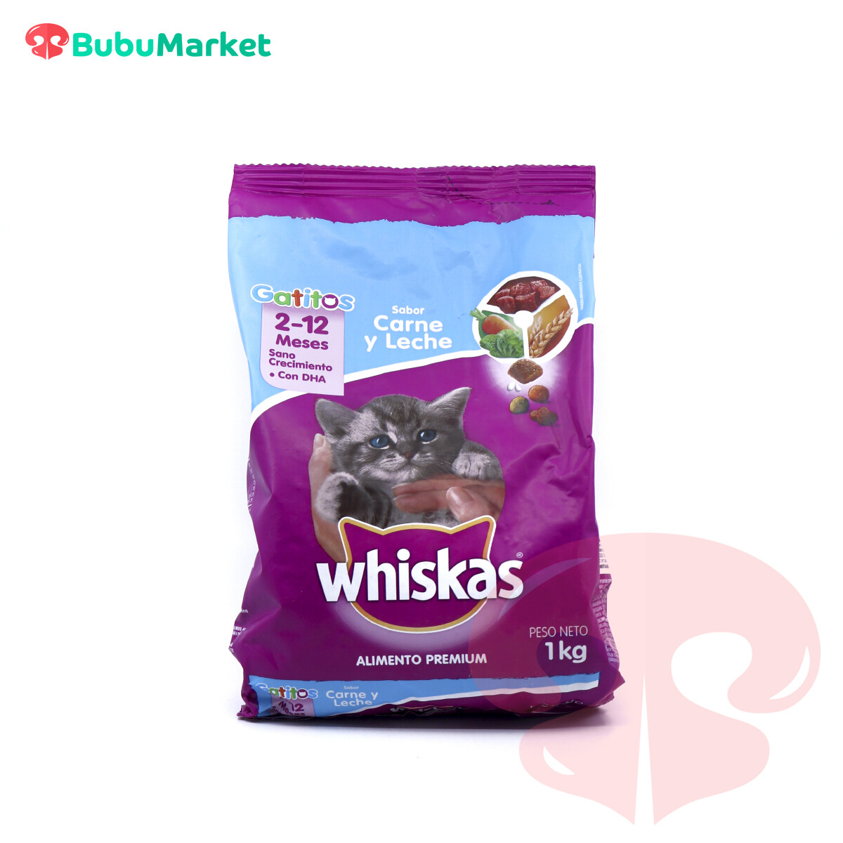 WHISKAS SABOR CARNE Y LECHE 2-12 MESES ALIMENTO PREMIUM BOLSA DE 1 KG. WHISKAS SABOR CARNE Y LECHE 2-12 MESES ALIMENTO PREMIUM BOLSA DE 1 KG.