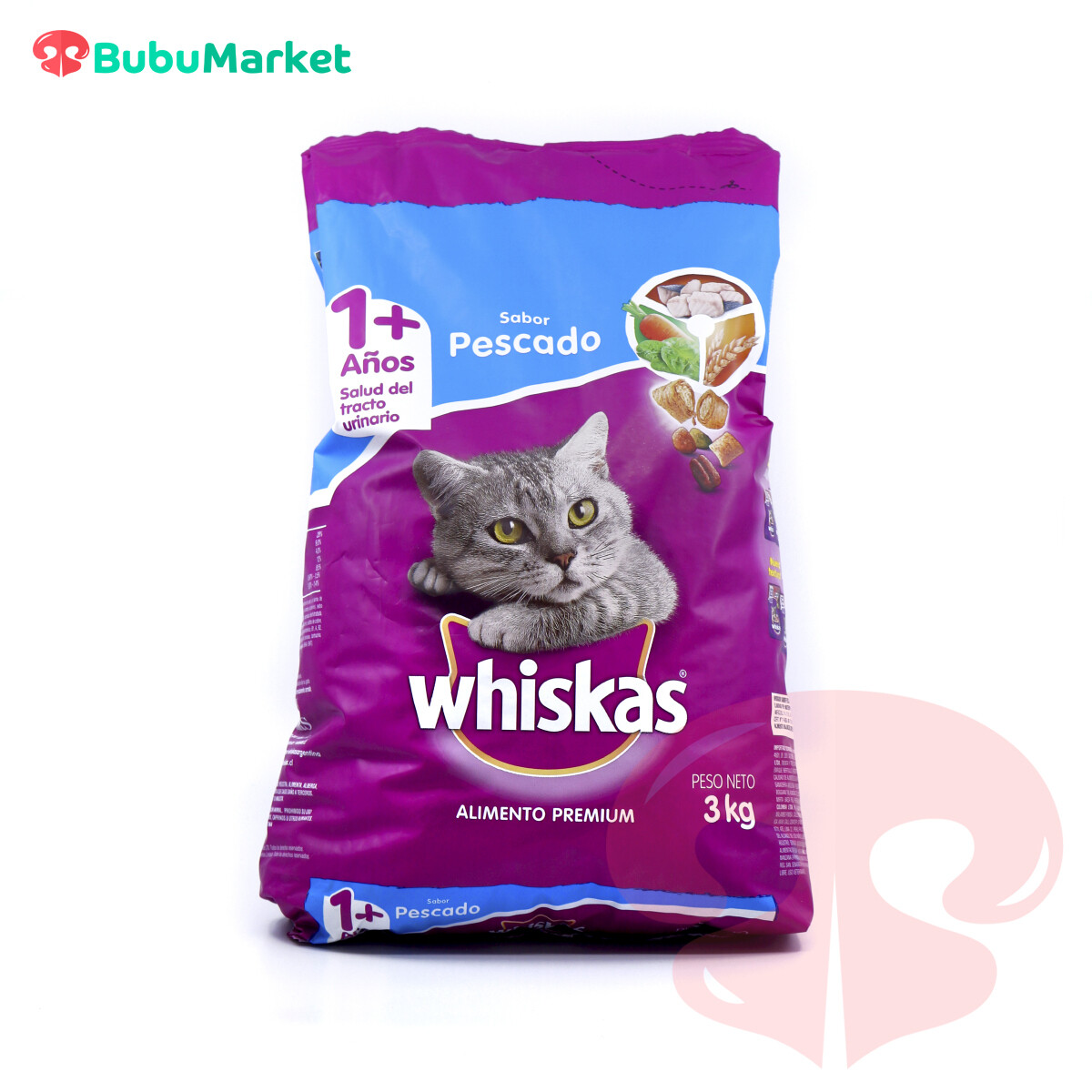 WHISKAS SABOR PESCADO 1+ ALIMENTO PREMIUM BOLSA DE 1 KG. WHISKAS SABOR PESCADO 1+ ALIMENTO PREMIUM BOLSA DE 1 KG.