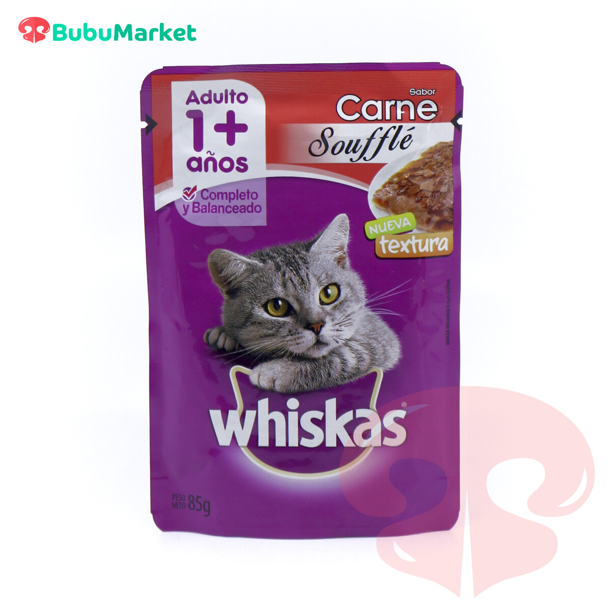 WHISKAS SABOR CARNE SOUFLLE 1+ BOLSITA DE 85 GR. WHISKAS SABOR CARNE SOUFLLE 1+ BOLSITA DE 85 GR.