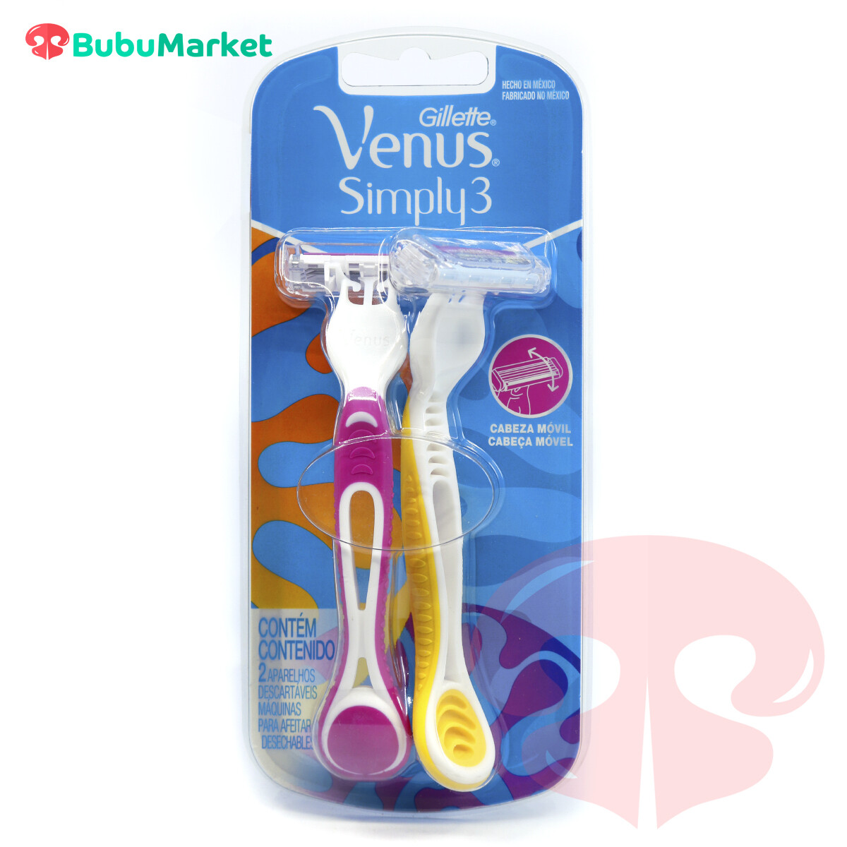 AFEITADORA GILLETTE VENUS SIMPLY 3 MUJER ROSA/AMARILLO PACK DE 2 U. AFEITADORA GILLETTE VENUS SIMPLY 3 MUJER ROSA/AMARILLO PACK DE 2 U.