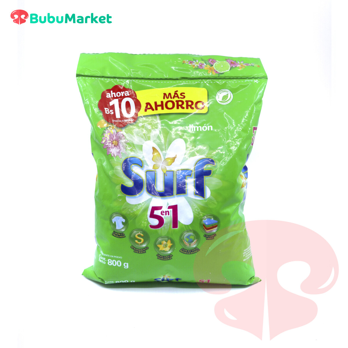 DETERGENTE EN POLVO SURF 5 EN 1 LIMON 800 GR. DETERGENTE EN POLVO SURF 5 EN 1 LIMON 800 GR.