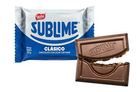 CHOCOLATE SUBLIME CLASICO NESTLE (CON LECHE Y MANI) DE 30 GR. CHOCOLATE SUBLIME CLASICO NESTLE (CON LECHE Y MANI) DE 30 GR.