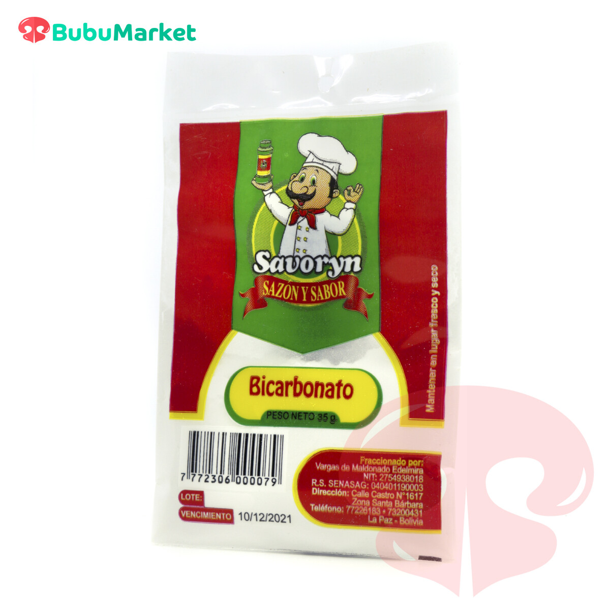 BICARBONATO DE SODIO SAVORYN SOBRE DE 35 GR. BICARBONATO DE SODIO SAVORYN SOBRE DE 35 GR.