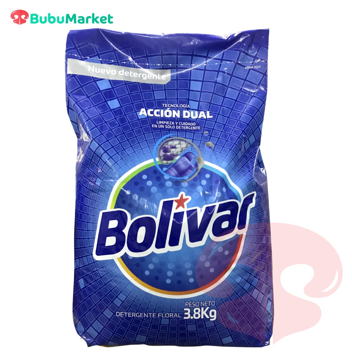 DETERGENTE BOLIVAR ACCION DUAL FLORAL BOLSA DE 3,8 K. DETERGENTE BOLIVAR ACCION DUAL FLORAL BOLSA DE 3,8 K.