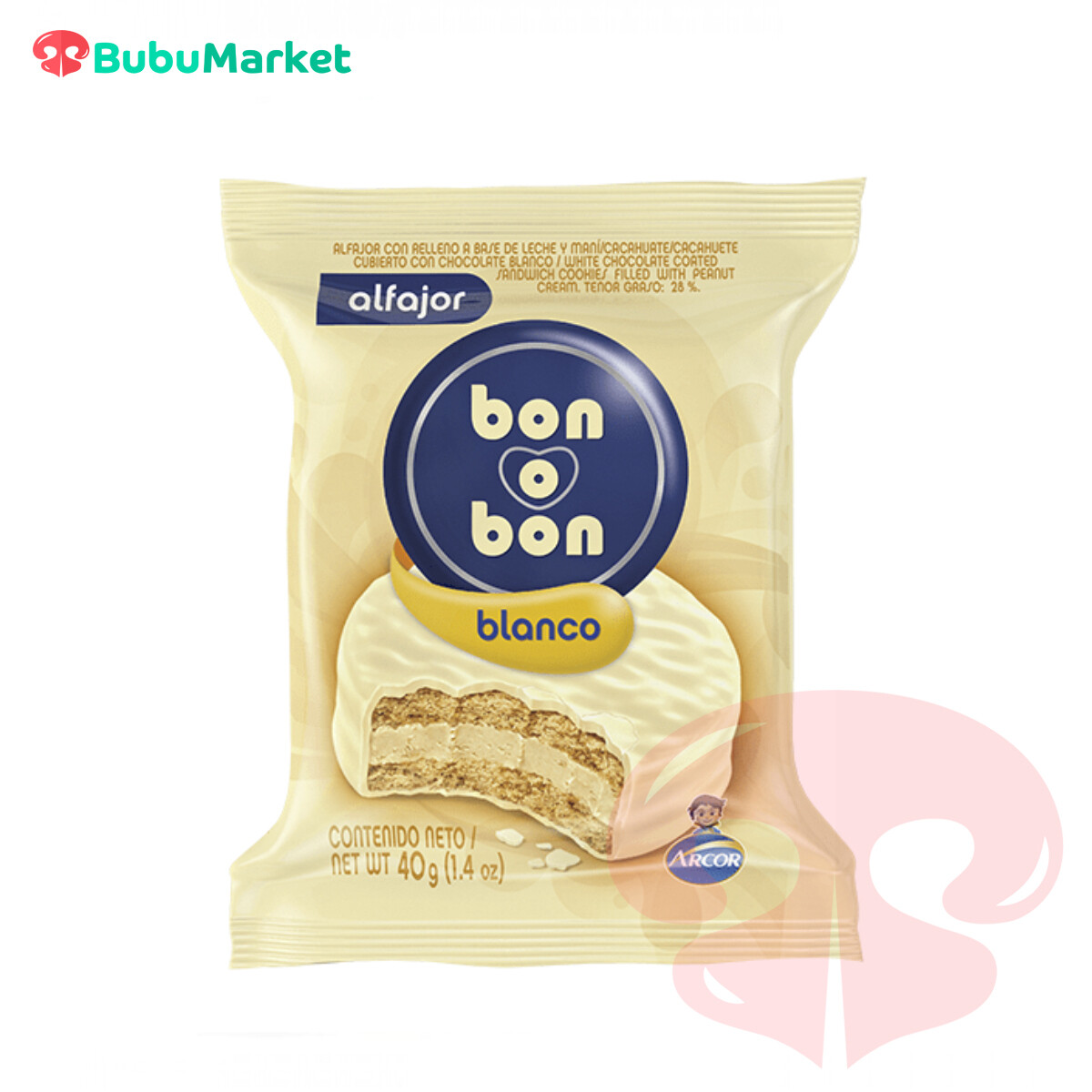 ALFAJOR BON O BON BLANCO ARCOR 40 GR. ALFAJOR BON O BON BLANCO ARCOR 40 GR.