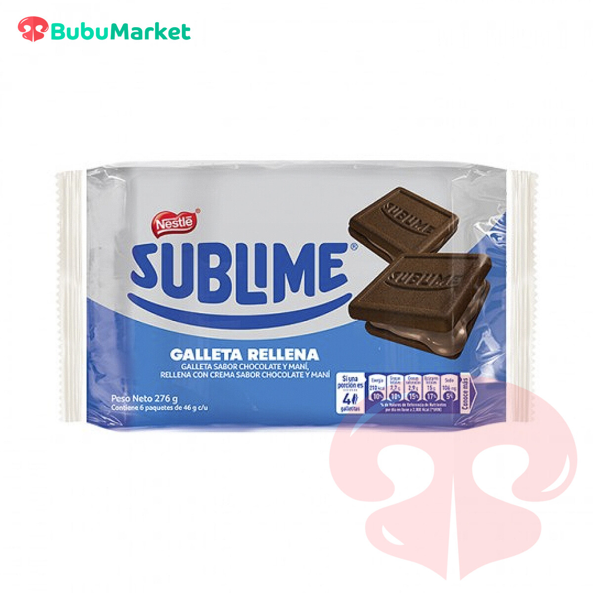 GALLETAS RELLENAS SUBLIME NESTLE SABOR CHOCOLATE Y MANI 276 GR. GALLETAS RELLENAS SUBLIME NESTLE SABOR CHOCOLATE Y MANI 276 GR.
